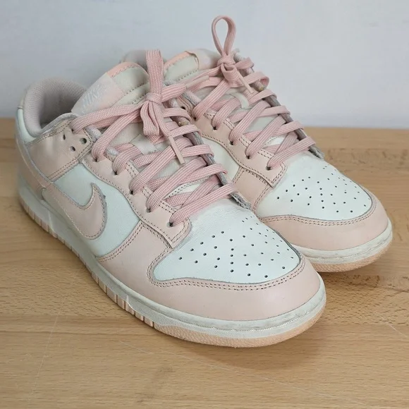 Nike-style Women's Dunk Low Top Sneakers in Light Pink and White Used Size 10 - Picture 2 of 12